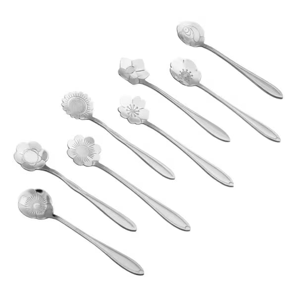 12.5cm Floral Dessert Spoon 8pc Set