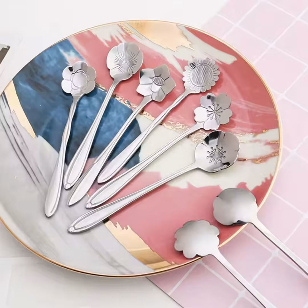 12.5cm Floral Dessert Spoon 8pc Set