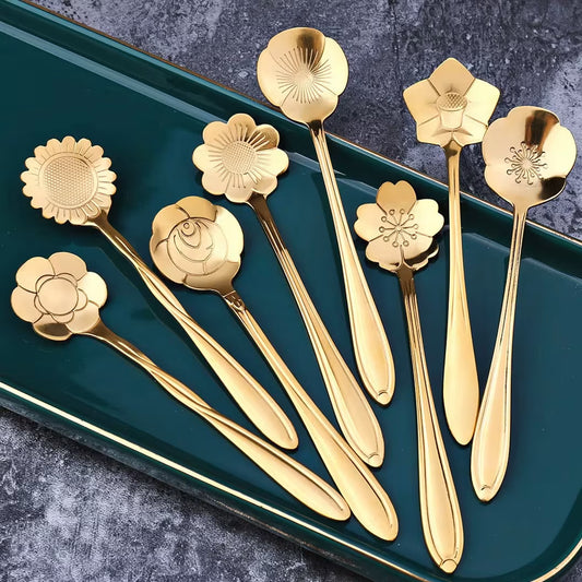 12.5cm Floral Dessert Spoon 8pc Set