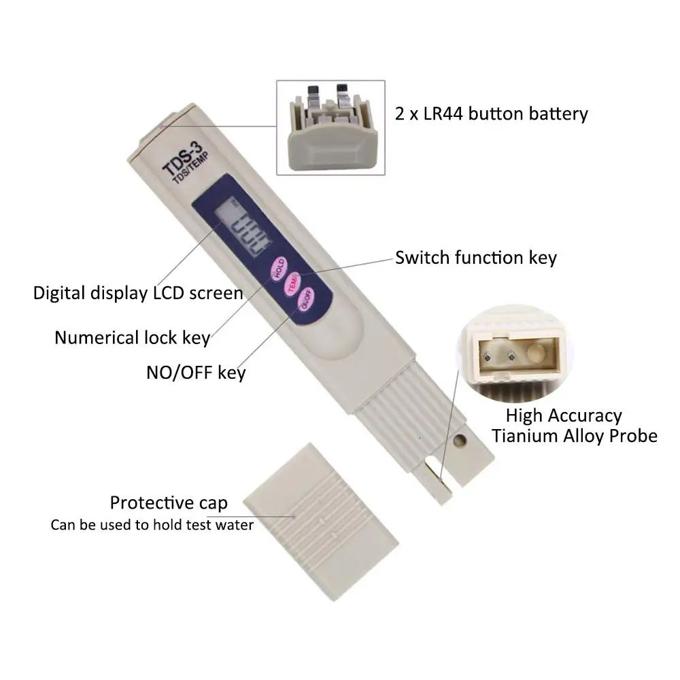 Water Quality Tester Digital TDS Meter Set TDS-3 Purity Tester Premium Handheld Pen 0-9990 ppm Measuring Range