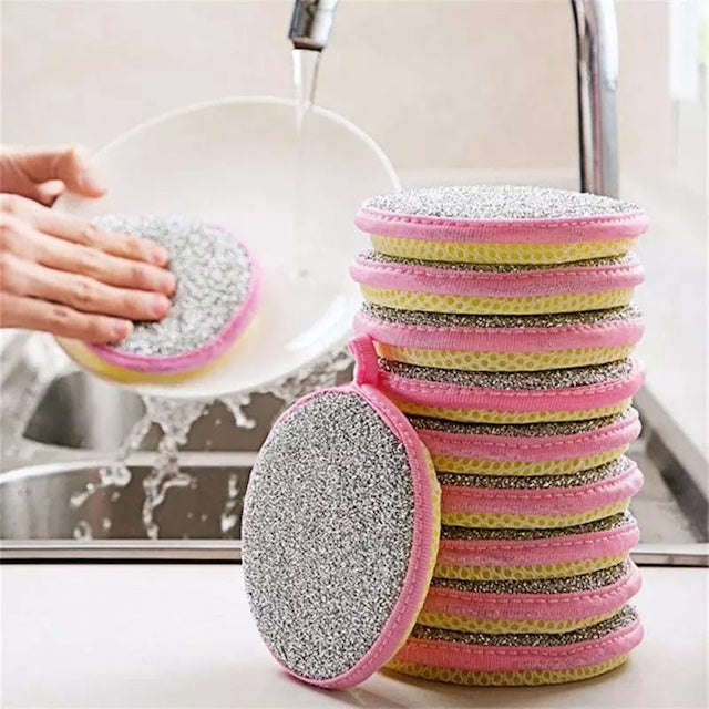 5Pcs Double Side Dishwashing Sponge, Dishwashing Scrub and Sponge, Dish Wash Sponges for Kitchen, Household Cleaning Kitchen Tools