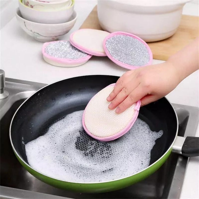 5Pcs Double Side Dishwashing Sponge, Dishwashing Scrub and Sponge, Dish Wash Sponges for Kitchen, Household Cleaning Kitchen Tools