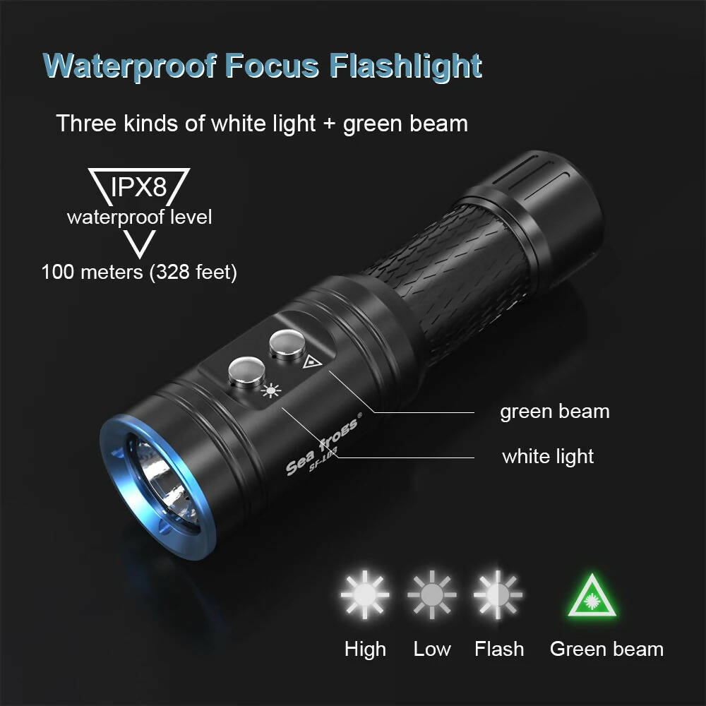 Seafrogs 1000LM Flashlight Speedlight 100M Waterproof Underwater Strobe Diving Torch Photography Accessories