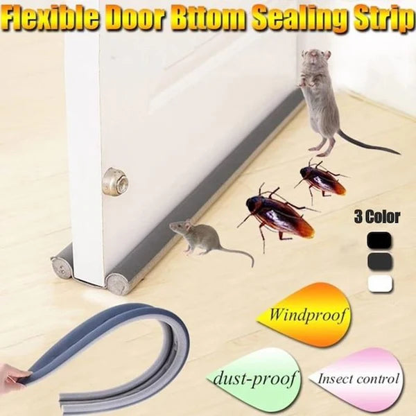 Flexible Door Bottom Seal Strip – Draft Stopper & Noise Blocker | Self-Adhesive Gap Guard for Home & Office