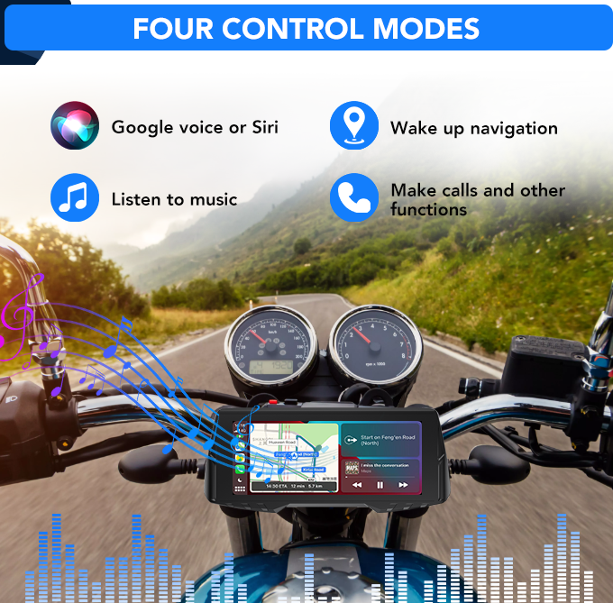Spedal CL876 Gps Motorcycle Wireless CarPlay/Android Auto 6.86 Inch 1080P Dual Cameras Loop Recording Tire Pressure Monitoring