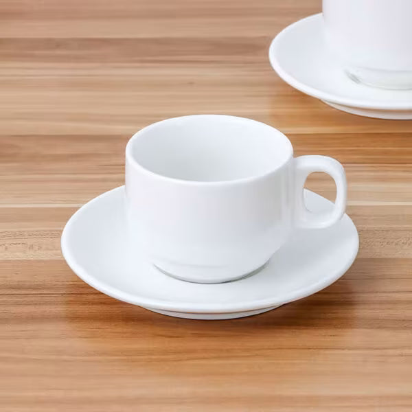 Durable Stackable Porcelain Cup & Saucer Set