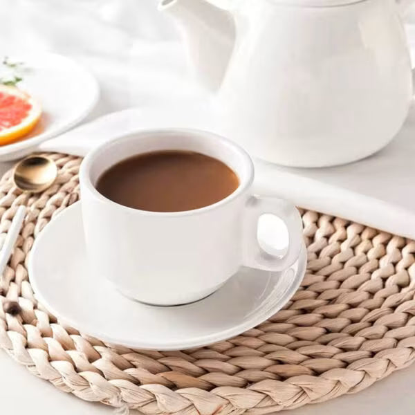 Durable Stackable Porcelain Cup & Saucer Set