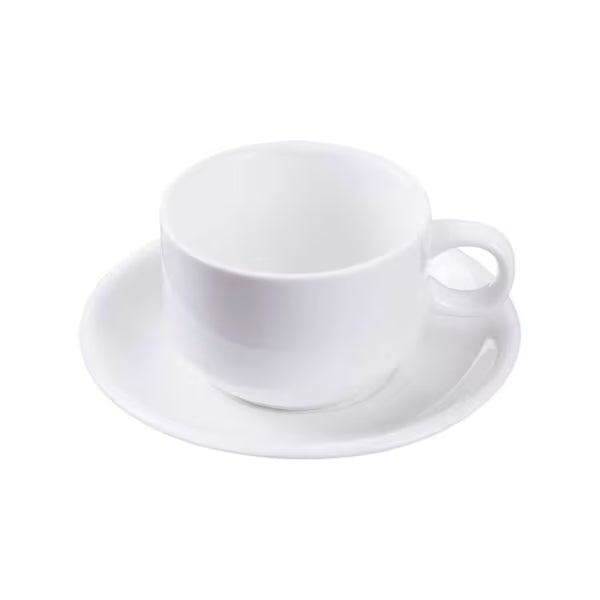 Durable Stackable Porcelain Cup & Saucer Set