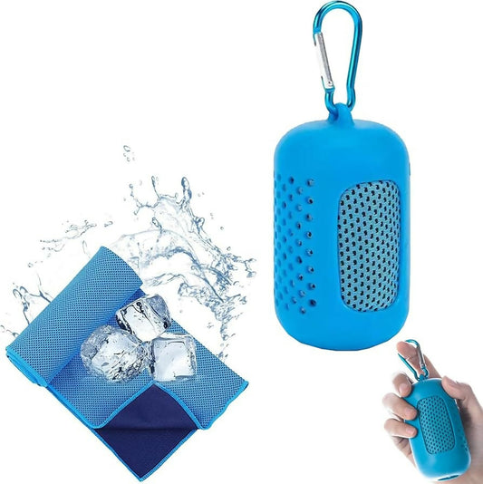 Portable sports Quick dry Cool towel in silicone pocket