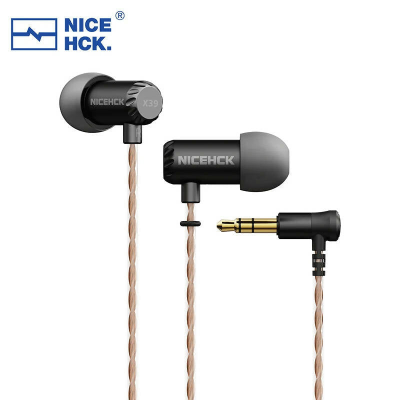 NICEHCK X39 IEM Aluminum Alloy Shell HIFI Microphone Earbud 6mm Titanium Plated Dynamic Headset Bass Vocal DJ In-ear Earphone