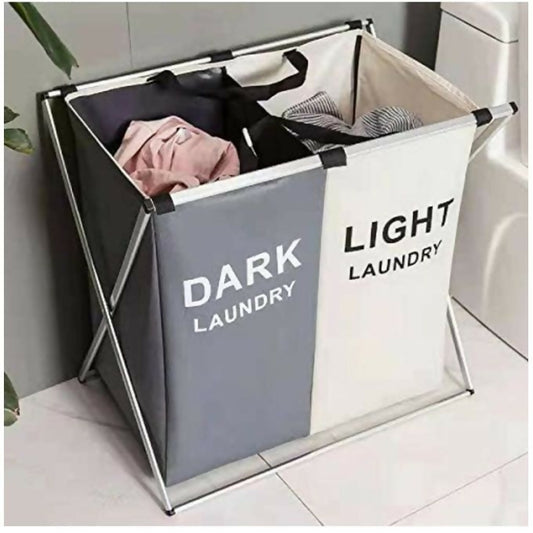 2 Grid compartment foldable laundry basket organiser for dirty clothes,toy