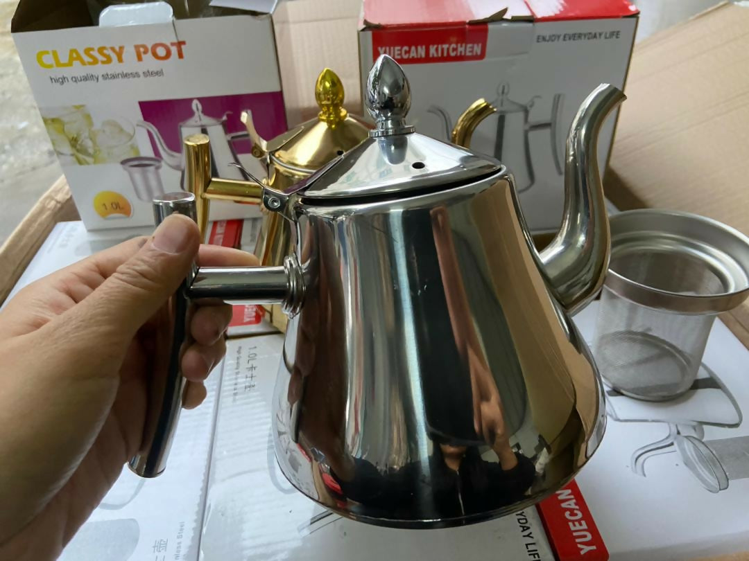 stainless steel teapot with infusion set,