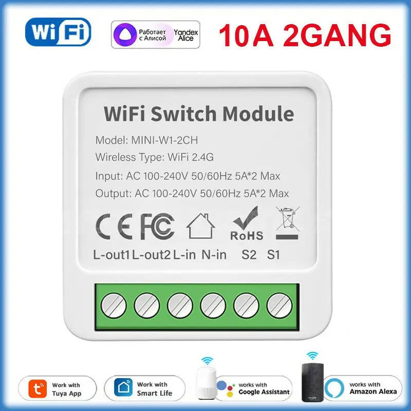 1/2/3Gang Tuya MINI Wifi Switch DIY Relay Smart Life APP Wireless Remote Control Smart Home For Alexa Google Home Yandex Alice