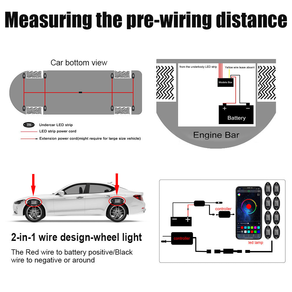 RGB LED Rock Lights 4/6/8 In 1 Car Chassis Light For Jeep Off-Road Truck Boat Music Sync Bluetooth APP Control Undergolw