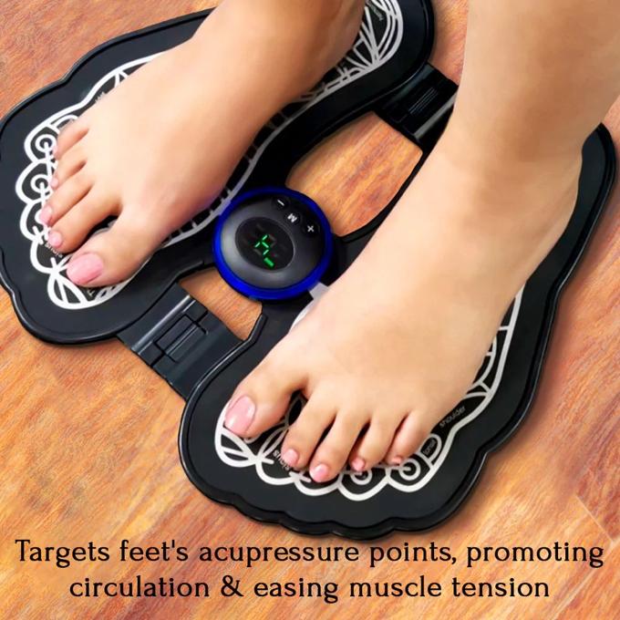 Wireless Foot Massager EMS Leg Reshaping Feet Circulation Massage Mat, USB Rechargeable Folding Portable Electric Muscle Stimulator Pain Relief Health Care Tool