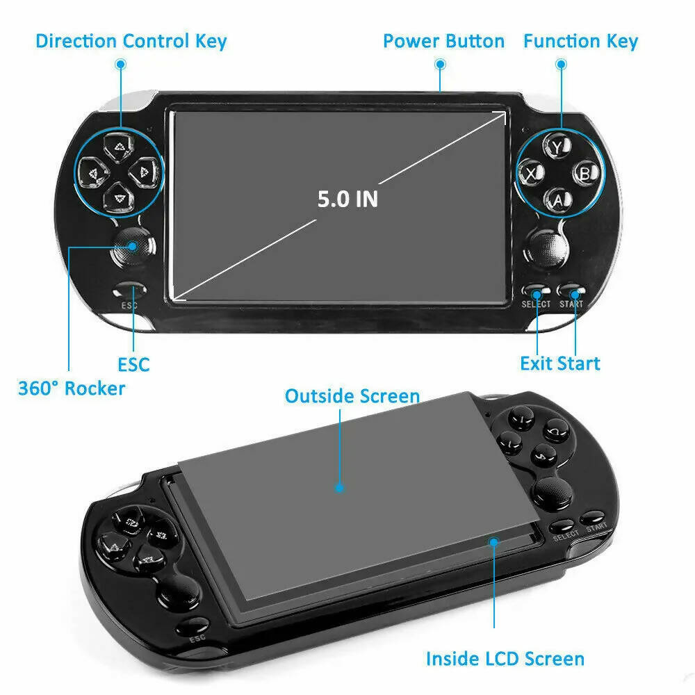 32/64/128 Bit 5" 7" LCD X9 plus Double rocker 16G Handheld Retro Game Player Console Video MP5 TF Card for GBA/NES 10000 games