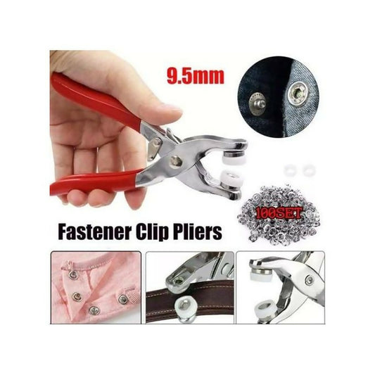 Metallic snup button pliers set