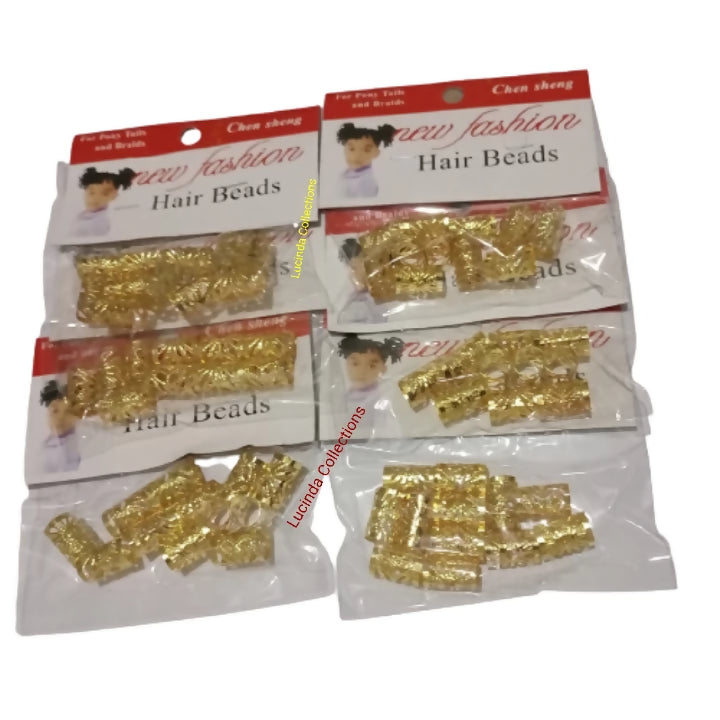 60/120 PCs Hair Braids Beads Rings Metal Gold Clips