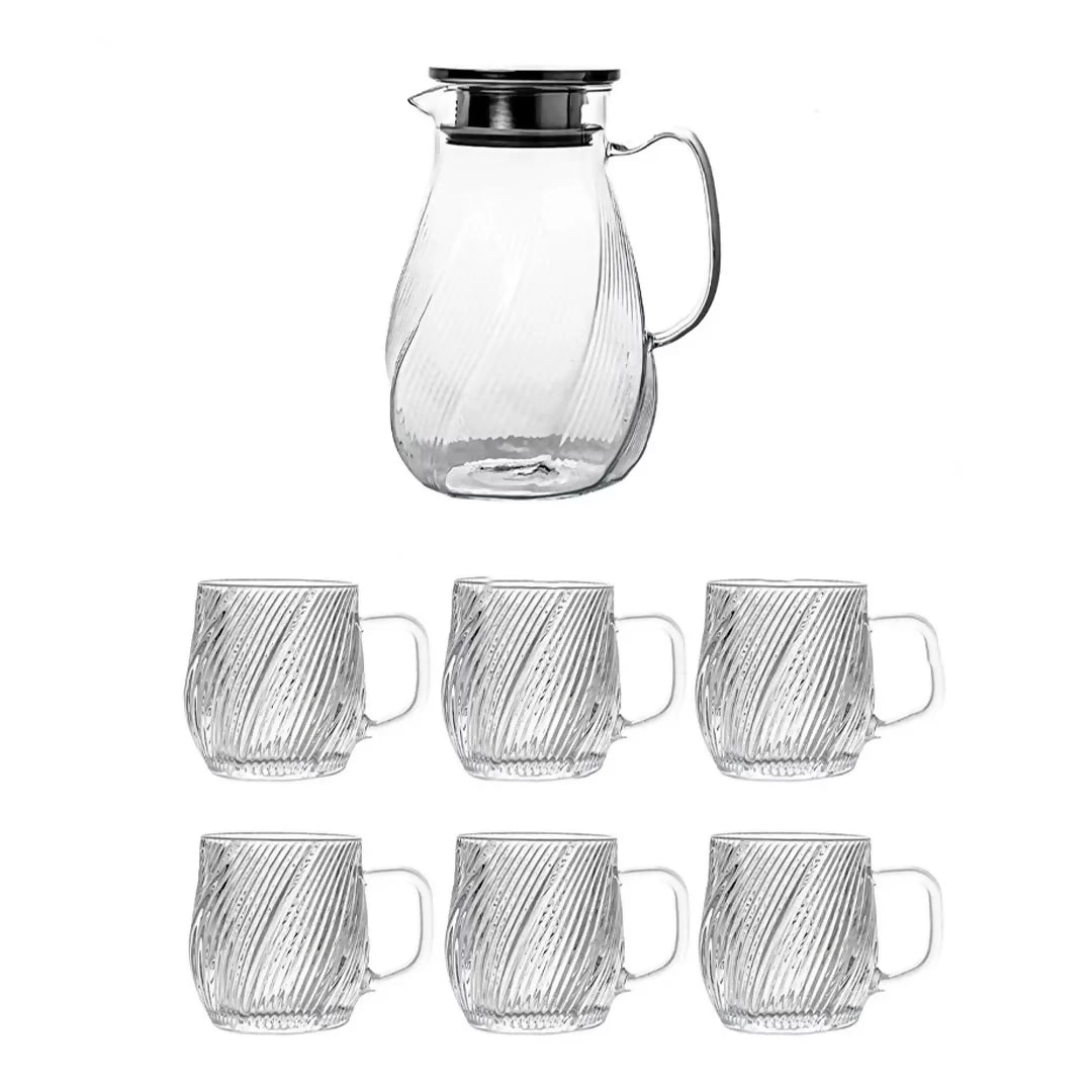 7pc Jug Set Borosilicate Swirly 1650ml