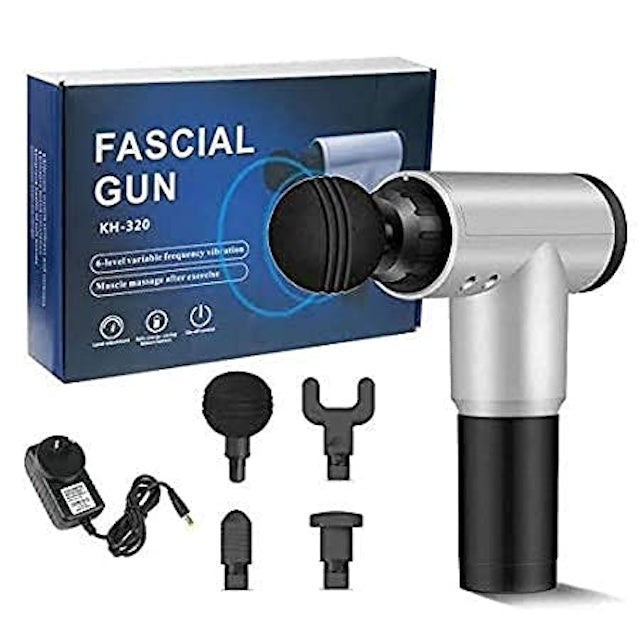 Portable Fascial Gun Massager, Massage Gun, 6 Speeds Percussion Fascial Gun for Pain Relief with 4 Interchangeable Massage Heads