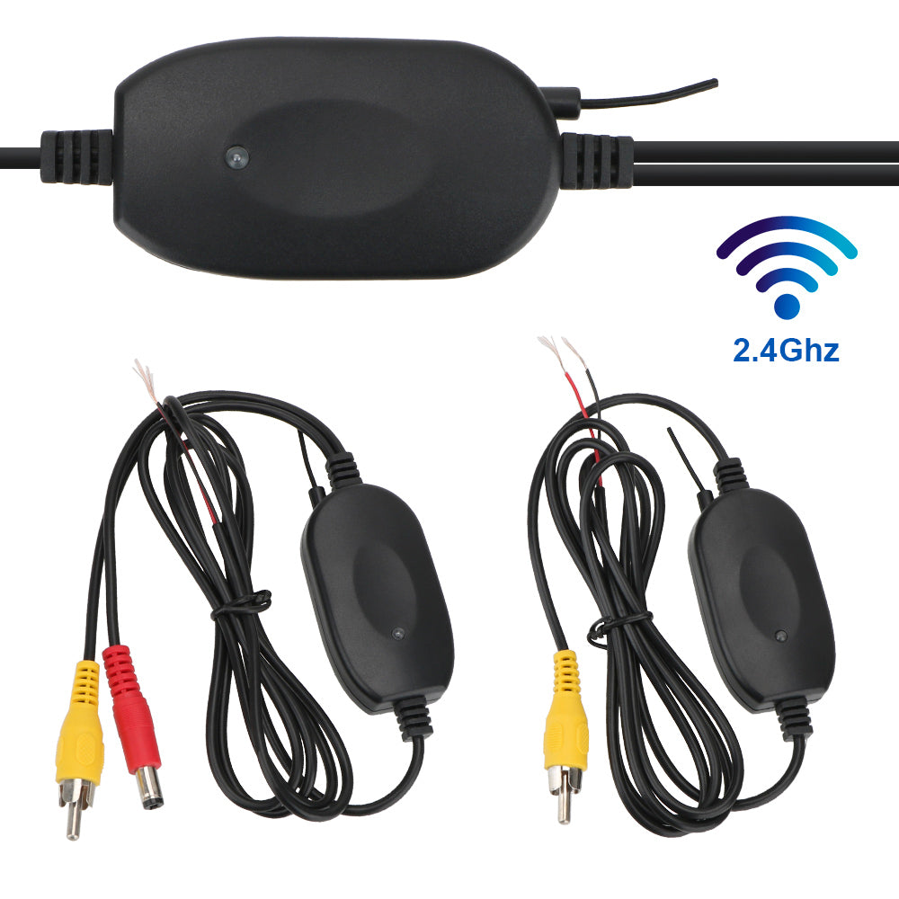 Video Transmitter Receiver Kit 2.4G Wireless Screen Reverse Backup Rearview Cam for Car Rear View Camera and DVD Monitor