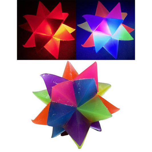 Flashing Star Prism Ball Led Light-Up Sensory Activity Spike Rubber Strobe