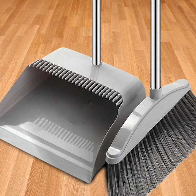 2 in 1 Flexible Broom and Dustpan, Home Cleaning Brush Broom, Dustpan Set For Floor Sweeper, Garbage Cleaning Stand Up Broom