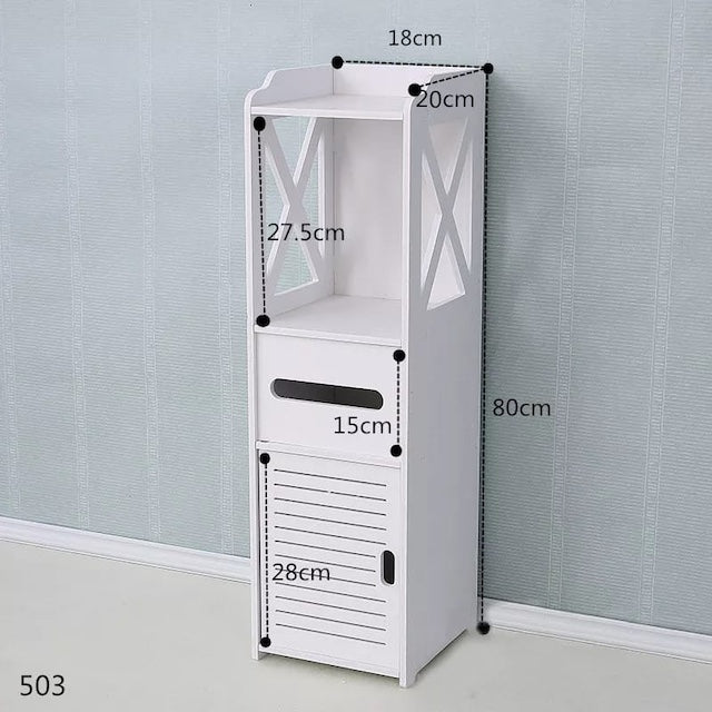 Floor Standing Storage Cabinet, Bathroom Floor Cabinet with Shelves, Small Bathroom Storage Cabinet Organizer