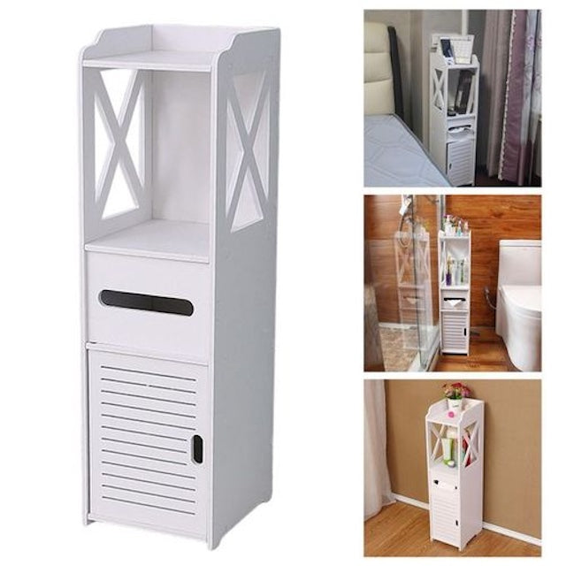 Floor Standing Storage Cabinet, Bathroom Floor Cabinet with Shelves, Small Bathroom Storage Cabinet Organizer