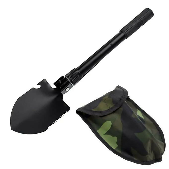 Outdoor Shovel Camping Shovel Four-in-One Multifunctional Self-Defense Fishing Folding Square Pick Hoe