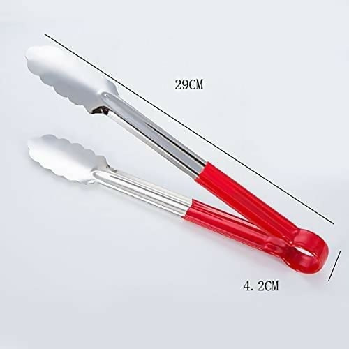 Food Tong, Red Handle 9″