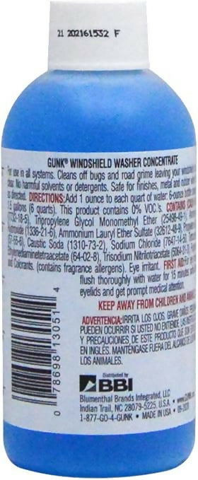 Gunk Concentrated Streak Free Windshield Washer