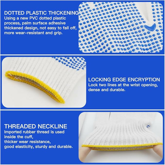 Fashion Non-Skid PVC Dotted Cotton Knitted Gloves