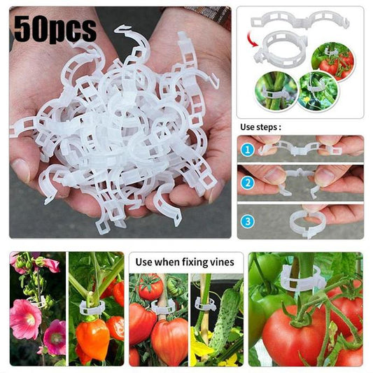 50pcs Tomato Garden Reusable Plant Support Clips for Trellis Twine Connects Grafting Fixing, High Temperature Resistant