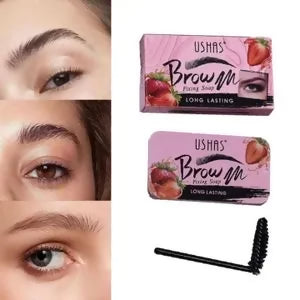 Ushas Brow Fixing Soap Strawberry Makeup Eyebrows Gel Shaping wax Kit - pink