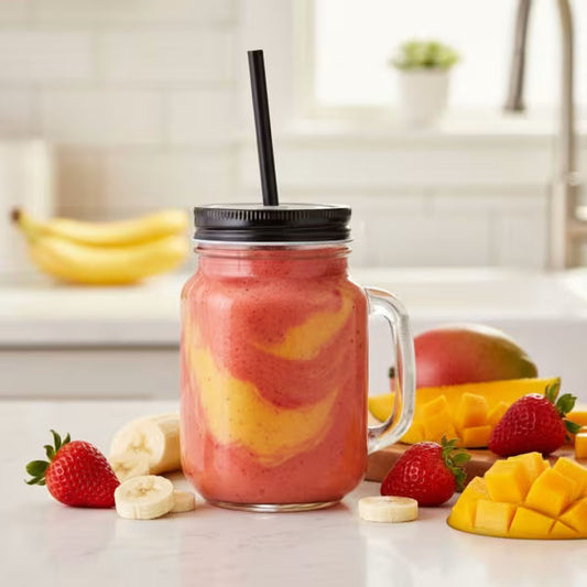 350ml & 450ml Glass Mason Jar with Straw