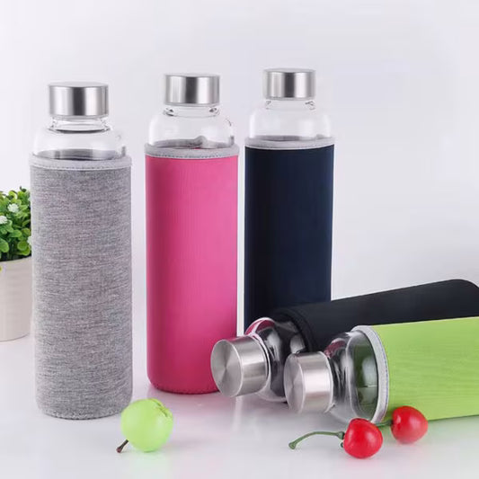 500ml Glass Water Bottle with Protective Sleeve
