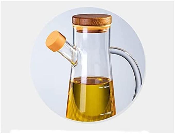 Glass Oil/Vinegar Jar with Bamboo Lid , Olive Oil Dispenser, Vinegar and Olive Oil Bottle Dispenser, Oil Bottles for Kitchen