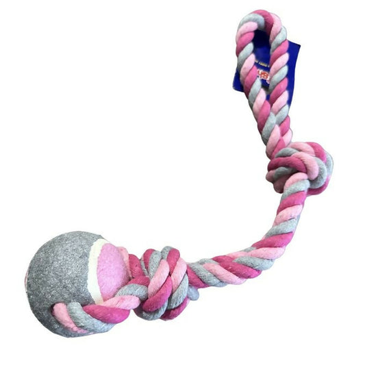 Pet Rope Toy With Big Tennis Ball Loop Handle Interactive