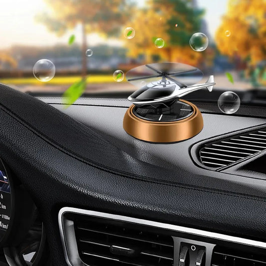 Solar Powered Rotating Helicopter Car Air Freshener and Aromatherapy Diffuser