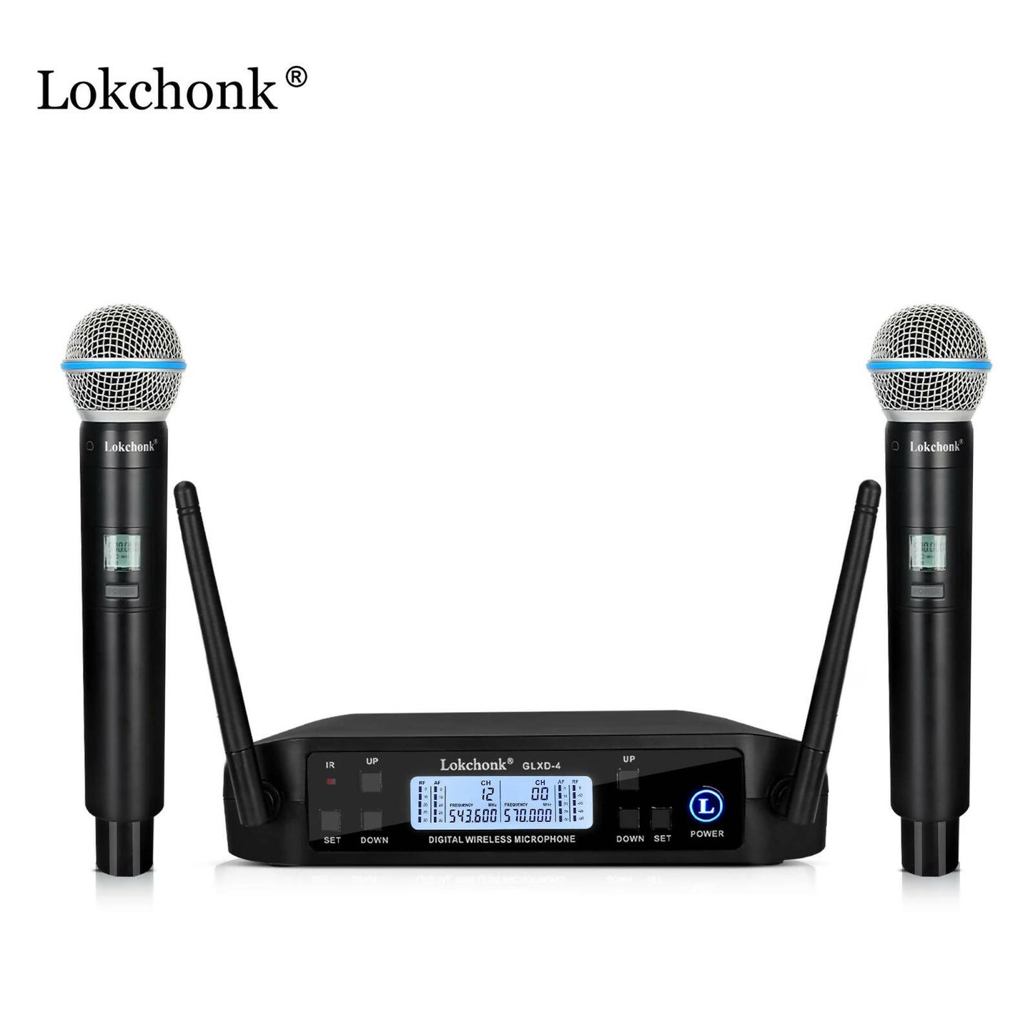 GLXD4 Wireless Microphone System Professional 2 Channels UHF Handheld Dynamic Mic For Stage Speech Wedding Party Church Karaoke