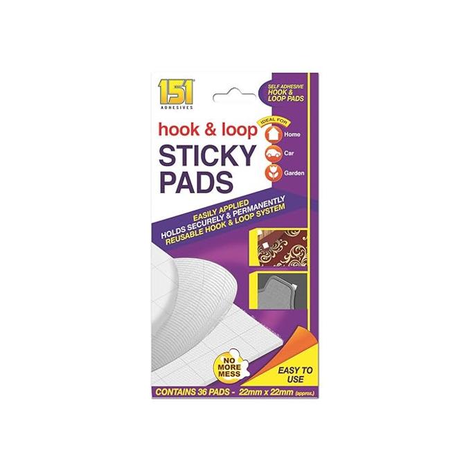 36 x Hook & Loop Pads White Velcro Sticky Mounting Self Adhesive