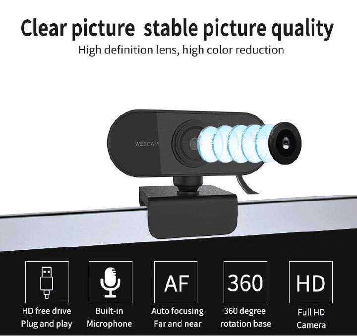 Full HD 1080P/2K USB Webcam with Built-in Microphone for PC Mac Laptop Desktop Streaming