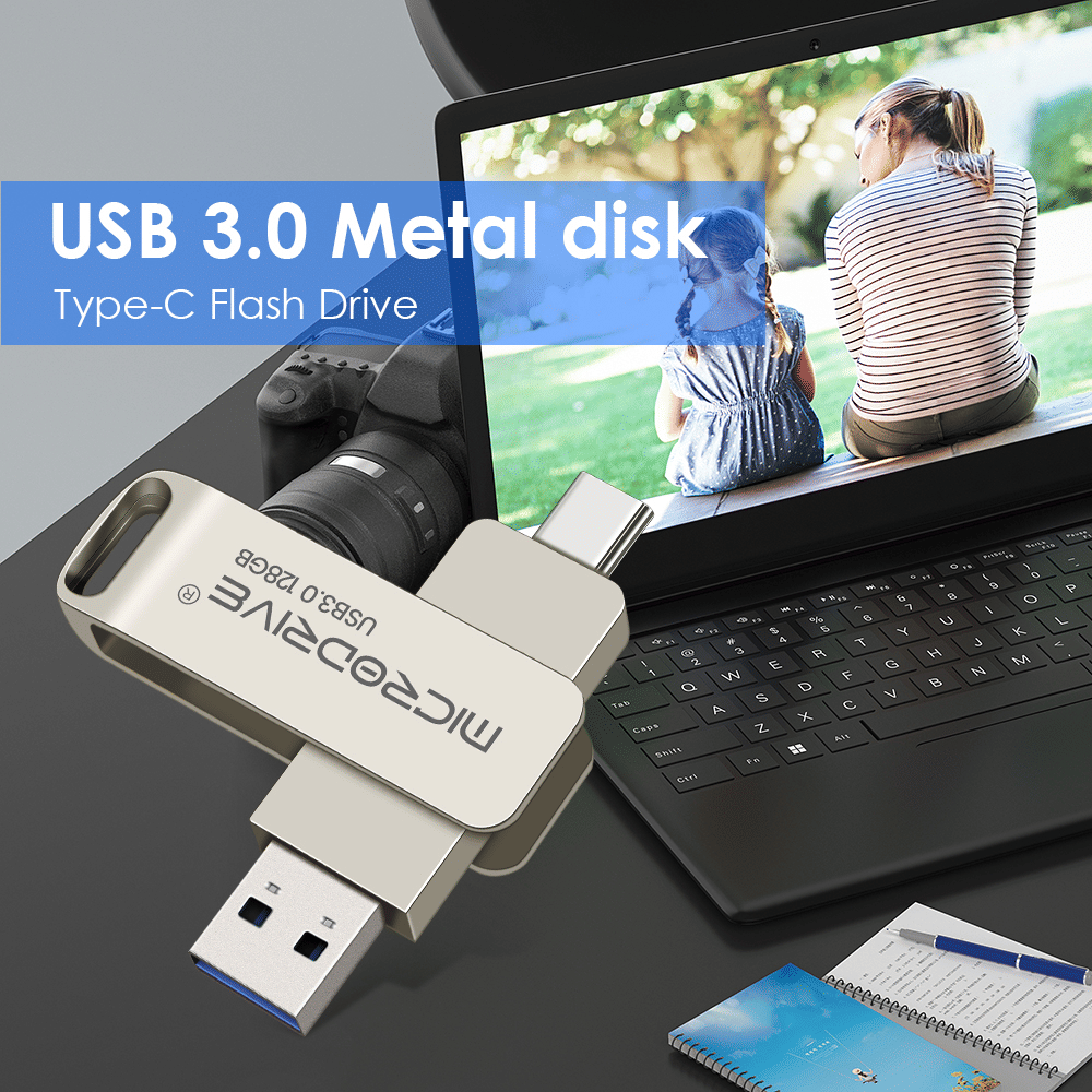 High-Speed Dual-Port Metal USB 3.0 OTG Flash Drive for Type-C & USB-A