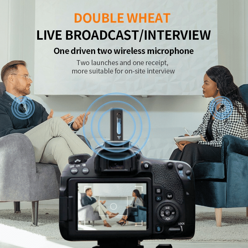 Dual Bluetooth Wireless 3.5mm Lavalier Microphones for Camera Smartphone Recording (2-Pack)