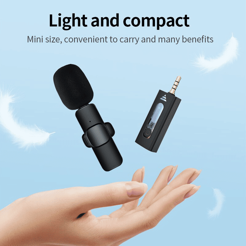 Dual Bluetooth Wireless 3.5mm Lavalier Microphones for Camera Smartphone Recording (2-Pack)