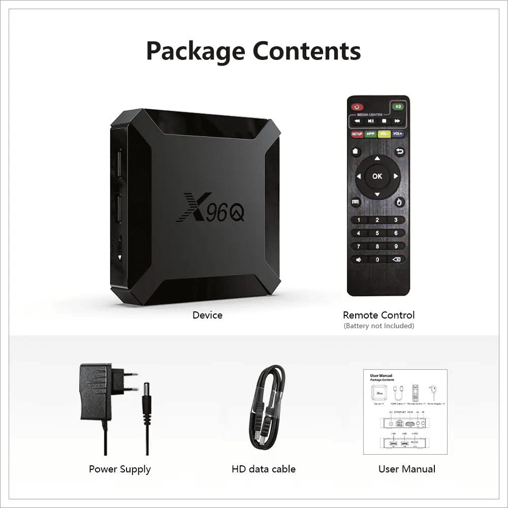 X96Q Smart TV Box, Android 10, 4K HDR10, Quad Core, 2GB RAM
