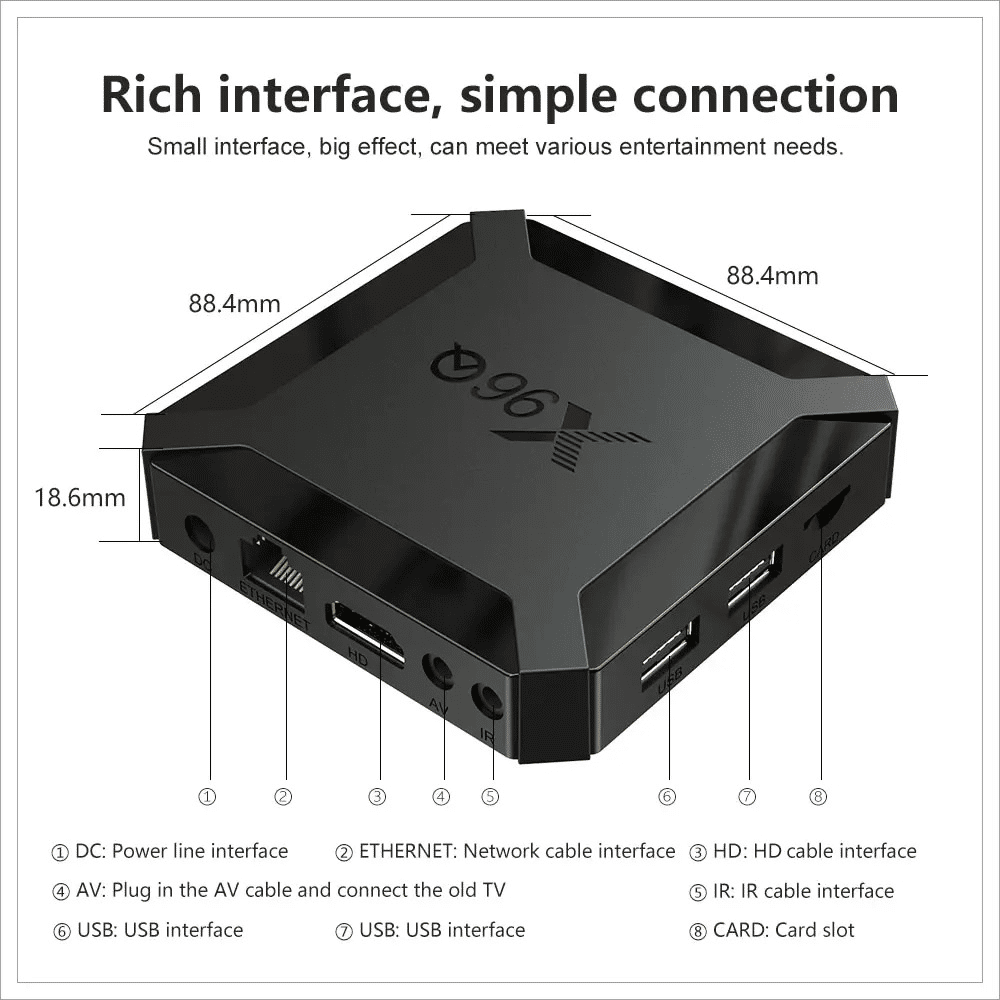 X96Q Smart TV Box, Android 10, 4K HDR10, Quad Core, 2GB RAM