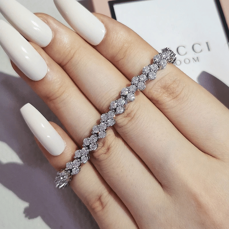 Elegant Rose Gold Roman Crystal Heart Chain Women's Bracelet - Fashion Bangle