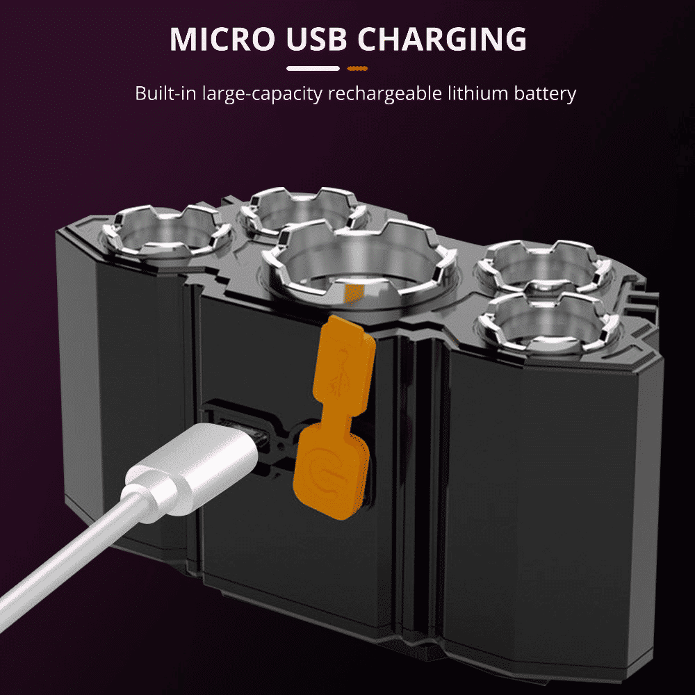 1200 Lumen USB Rechargeable 5-LED Waterproof Zoomable Headlamp for Outdoor Adventures